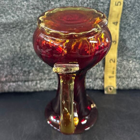 UV Reactive Red Amberina Mid-Century Modern Kanawha Glass Bud Vase MCM - Picture 10 of 11
